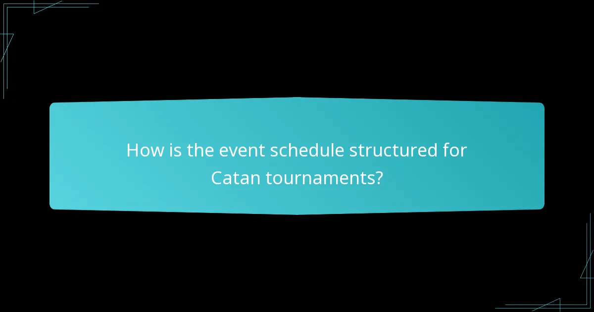 How is the event schedule structured for Catan tournaments?